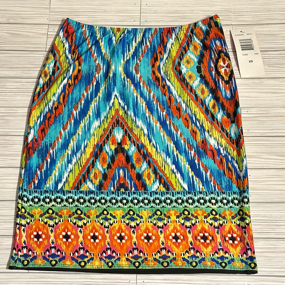 Sunny Leigh Blue and Orange Pencil Skirt Resort Wear